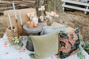 Spring home decor picnic setup